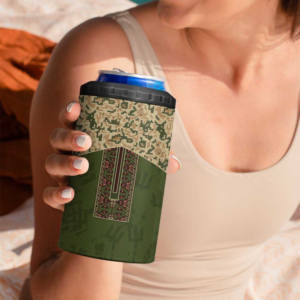 Personalized Ukraine Vyshyvanka Motif 4 in 1 Can Cooler Tumbler Ukrainian Military Style - Wonder Print Shop