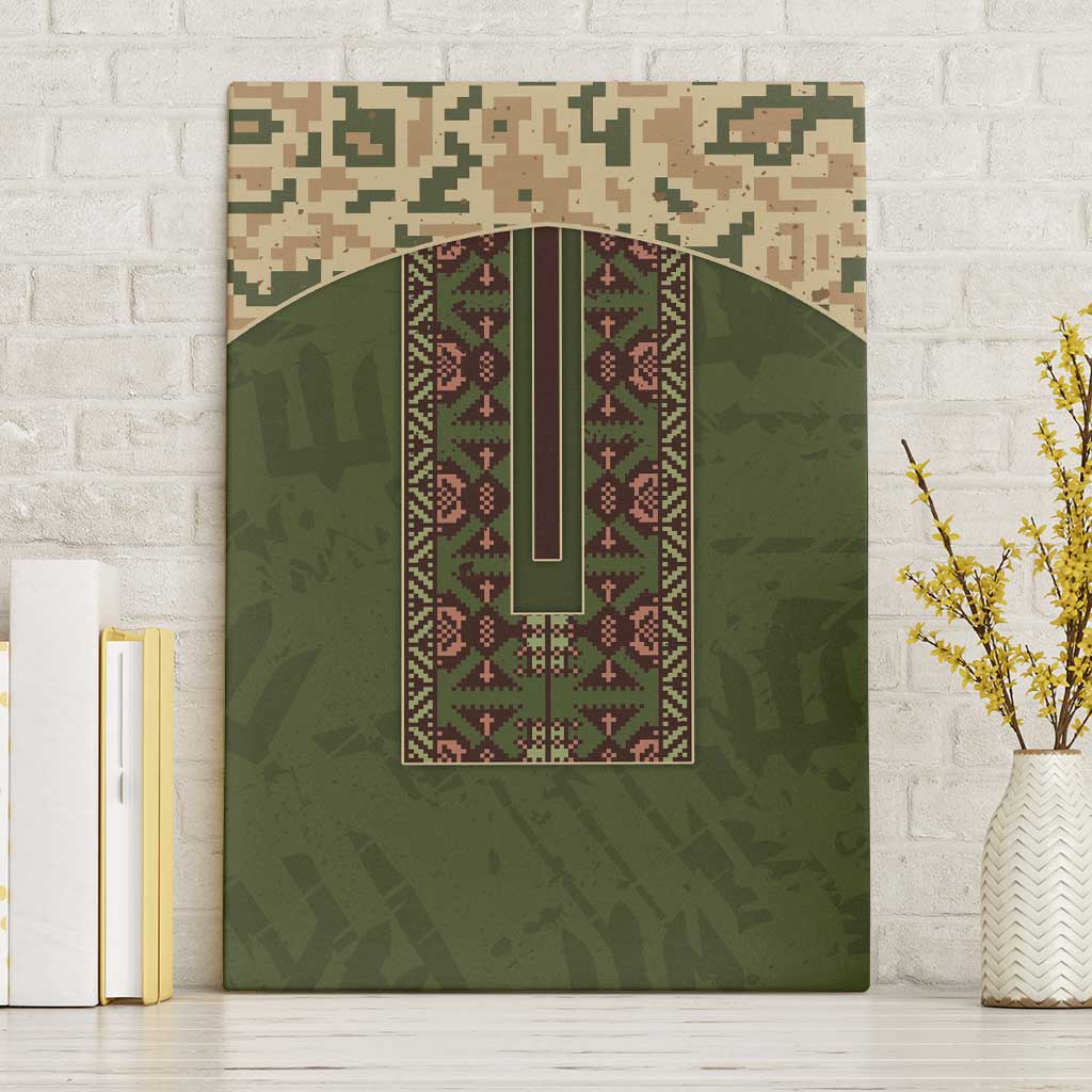 Ukraine Vyshyvanka Motif Canvas Wall Art Ukrainian Military Style - Wonder Print Shop