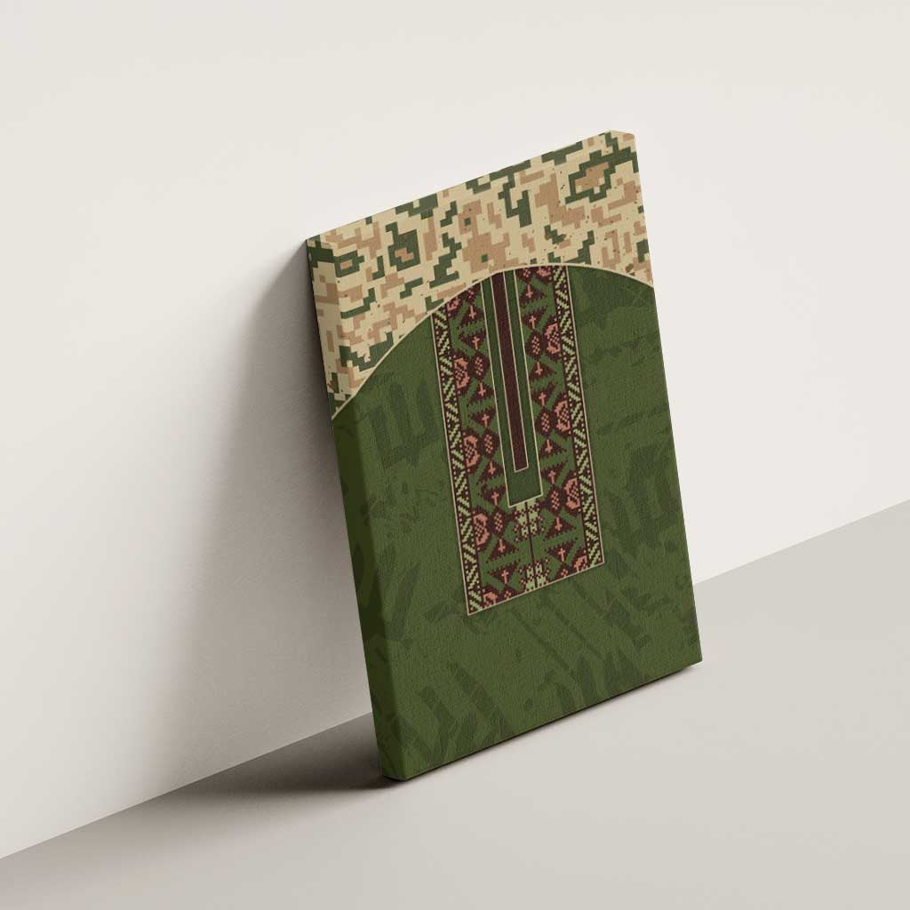 Ukraine Vyshyvanka Motif Canvas Wall Art Ukrainian Military Style - Wonder Print Shop