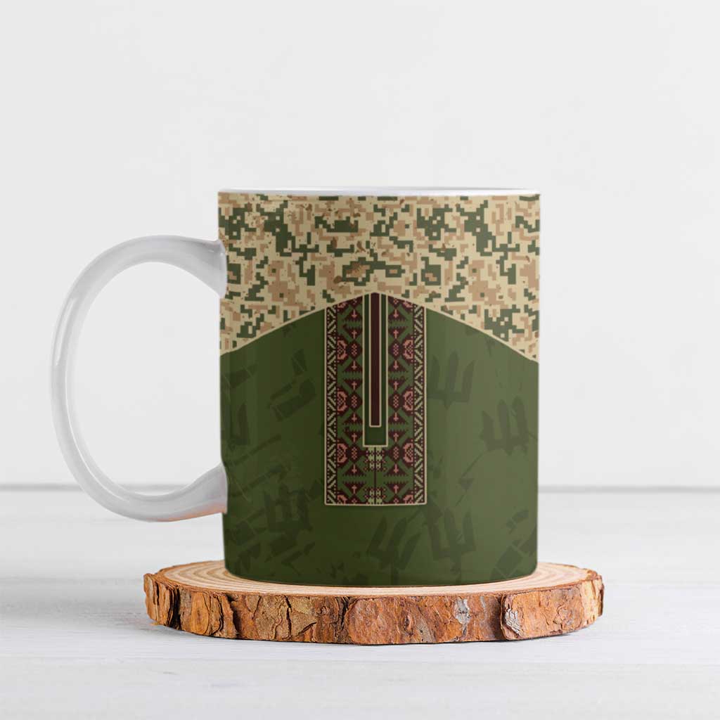 Personalized Ukraine Vyshyvanka Motif Ceramic Mug Ukrainian Military Style - Wonder Print Shop