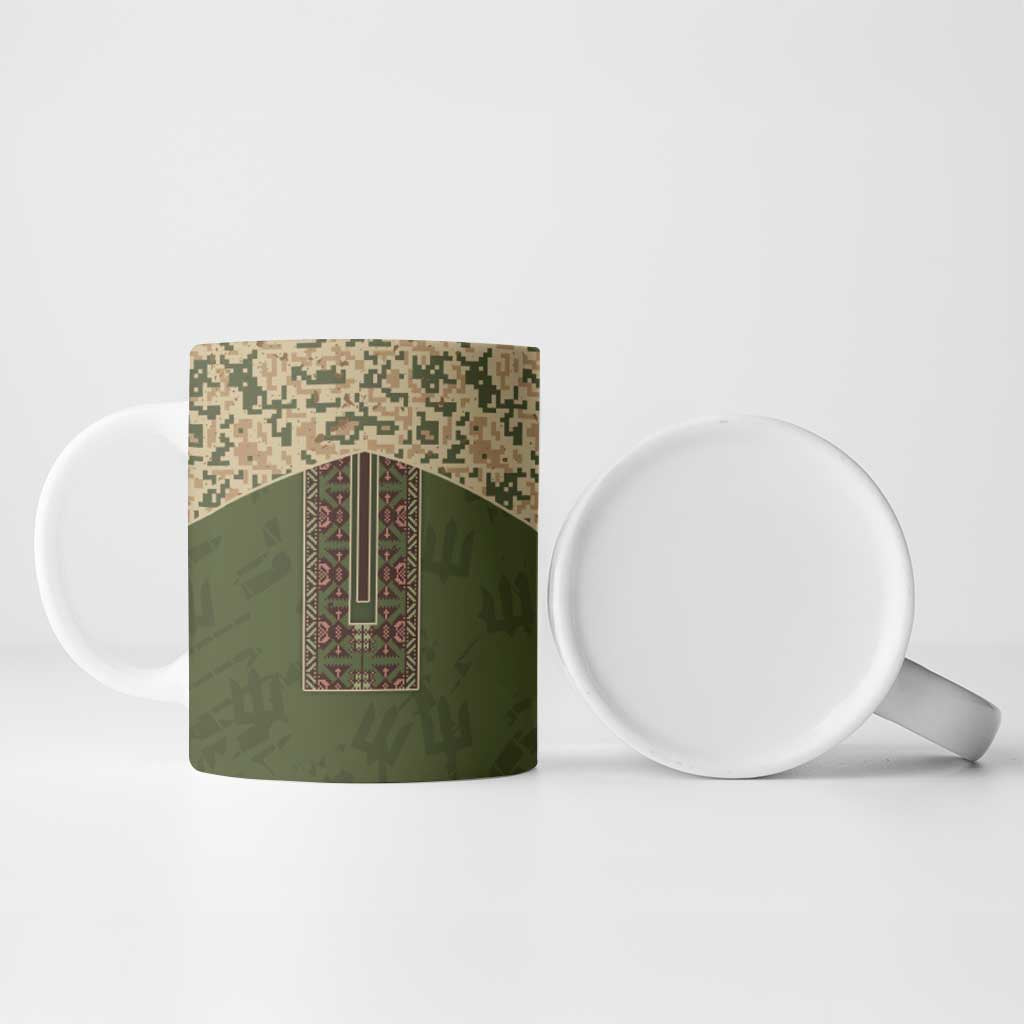 Personalized Ukraine Vyshyvanka Motif Ceramic Mug Ukrainian Military Style - Wonder Print Shop
