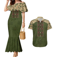 Personalized Ukraine Vyshyvanka Motif Couples Matching Mermaid Dress and Hawaiian Shirt Ukrainian Military Style - Wonder Print Shop