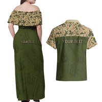 Personalized Ukraine Vyshyvanka Motif Couples Matching Off Shoulder Maxi Dress and Hawaiian Shirt Ukrainian Military Style - Wonder Print Shop
