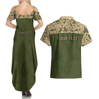 Personalized Ukraine Vyshyvanka Motif Couples Matching Summer Maxi Dress and Hawaiian Shirt Ukrainian Military Style - Wonder Print Shop