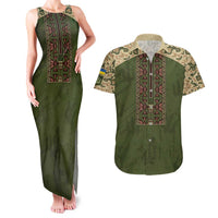 Personalized Ukraine Vyshyvanka Motif Couples Matching Tank Maxi Dress and Hawaiian Shirt Ukrainian Military Style - Wonder Print Shop