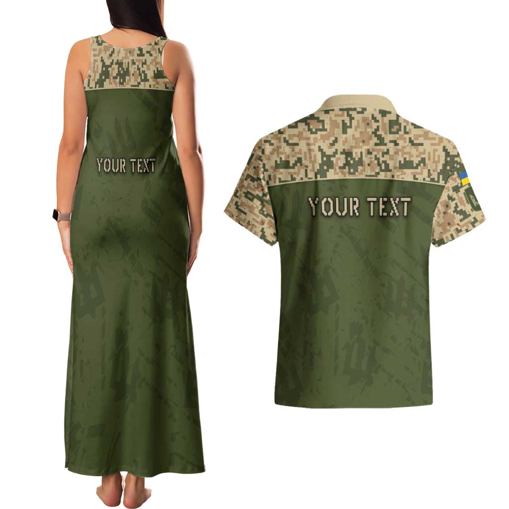 Personalized Ukraine Vyshyvanka Motif Couples Matching Tank Maxi Dress and Hawaiian Shirt Ukrainian Military Style - Wonder Print Shop