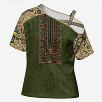 Personalized Ukraine Vyshyvanka Motif Cross Shoulder Shirt Ukrainian Military Style - Wonder Print Shop