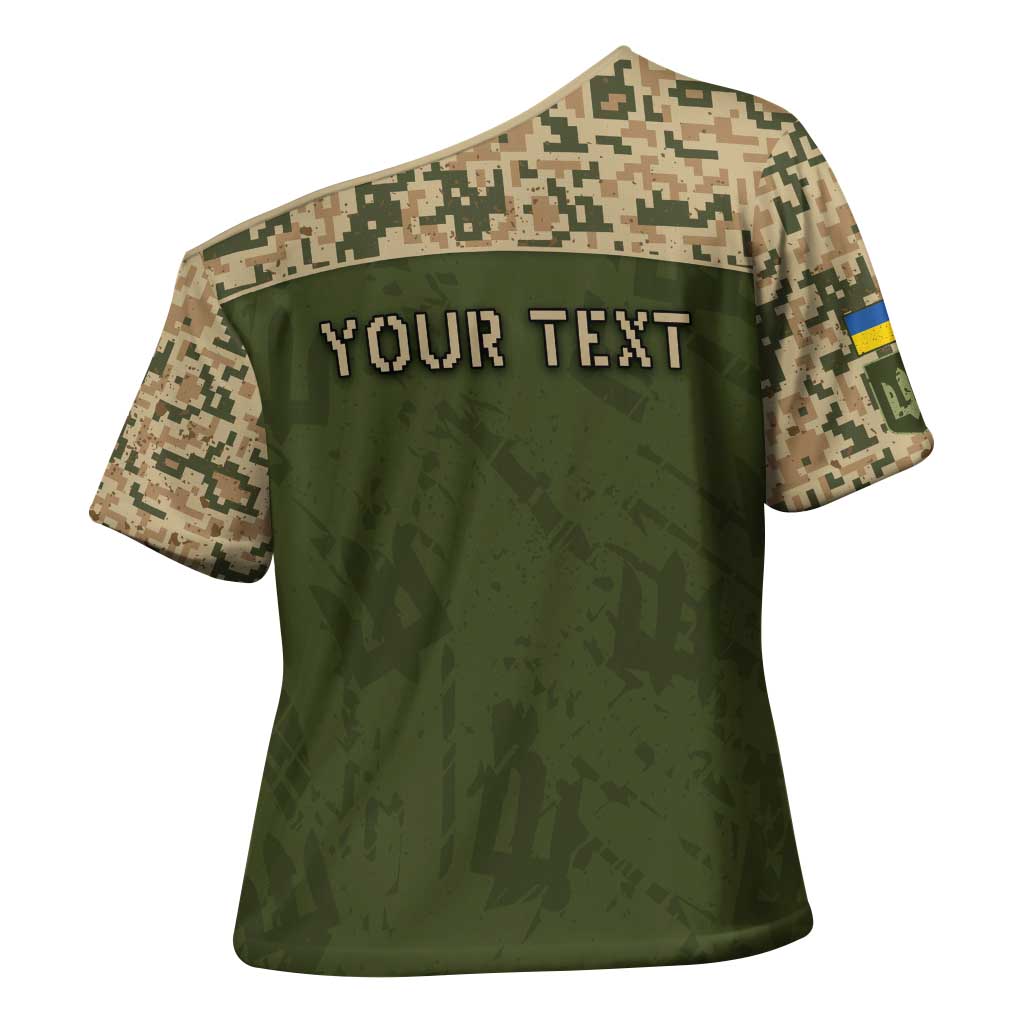 Personalized Ukraine Vyshyvanka Motif Cross Shoulder Shirt Ukrainian Military Style - Wonder Print Shop