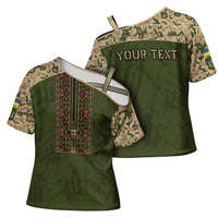 Personalized Ukraine Vyshyvanka Motif Cross Shoulder Shirt Ukrainian Military Style - Wonder Print Shop
