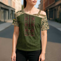 Personalized Ukraine Vyshyvanka Motif Cross Shoulder Shirt Ukrainian Military Style - Wonder Print Shop