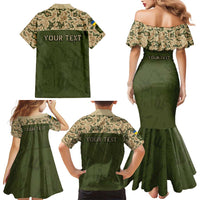 Personalized Ukraine Vyshyvanka Motif Family Matching Mermaid Dress and Hawaiian Shirt Ukrainian Military Style - Wonder Print Shop