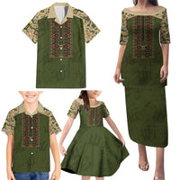 Personalized Ukraine Vyshyvanka Motif Family Matching Puletasi and Hawaiian Shirt Ukrainian Military Style - Wonder Print Shop