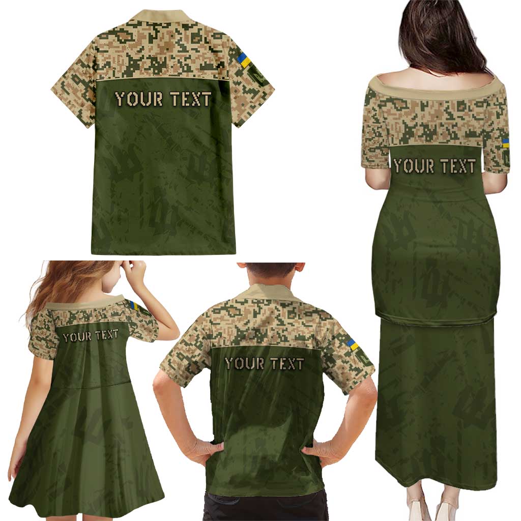 Personalized Ukraine Vyshyvanka Motif Family Matching Puletasi and Hawaiian Shirt Ukrainian Military Style - Wonder Print Shop