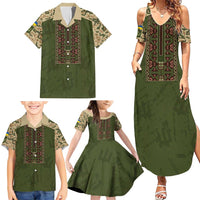 Personalized Ukraine Vyshyvanka Motif Family Matching Summer Maxi Dress and Hawaiian Shirt Ukrainian Military Style - Wonder Print Shop