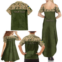 Personalized Ukraine Vyshyvanka Motif Family Matching Summer Maxi Dress and Hawaiian Shirt Ukrainian Military Style - Wonder Print Shop