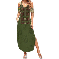 Personalized Ukraine Vyshyvanka Motif Family Matching Summer Maxi Dress and Hawaiian Shirt Ukrainian Military Style - Wonder Print Shop