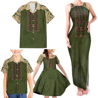 Personalized Ukraine Vyshyvanka Motif Family Matching Tank Maxi Dress and Hawaiian Shirt Ukrainian Military Style - Wonder Print Shop