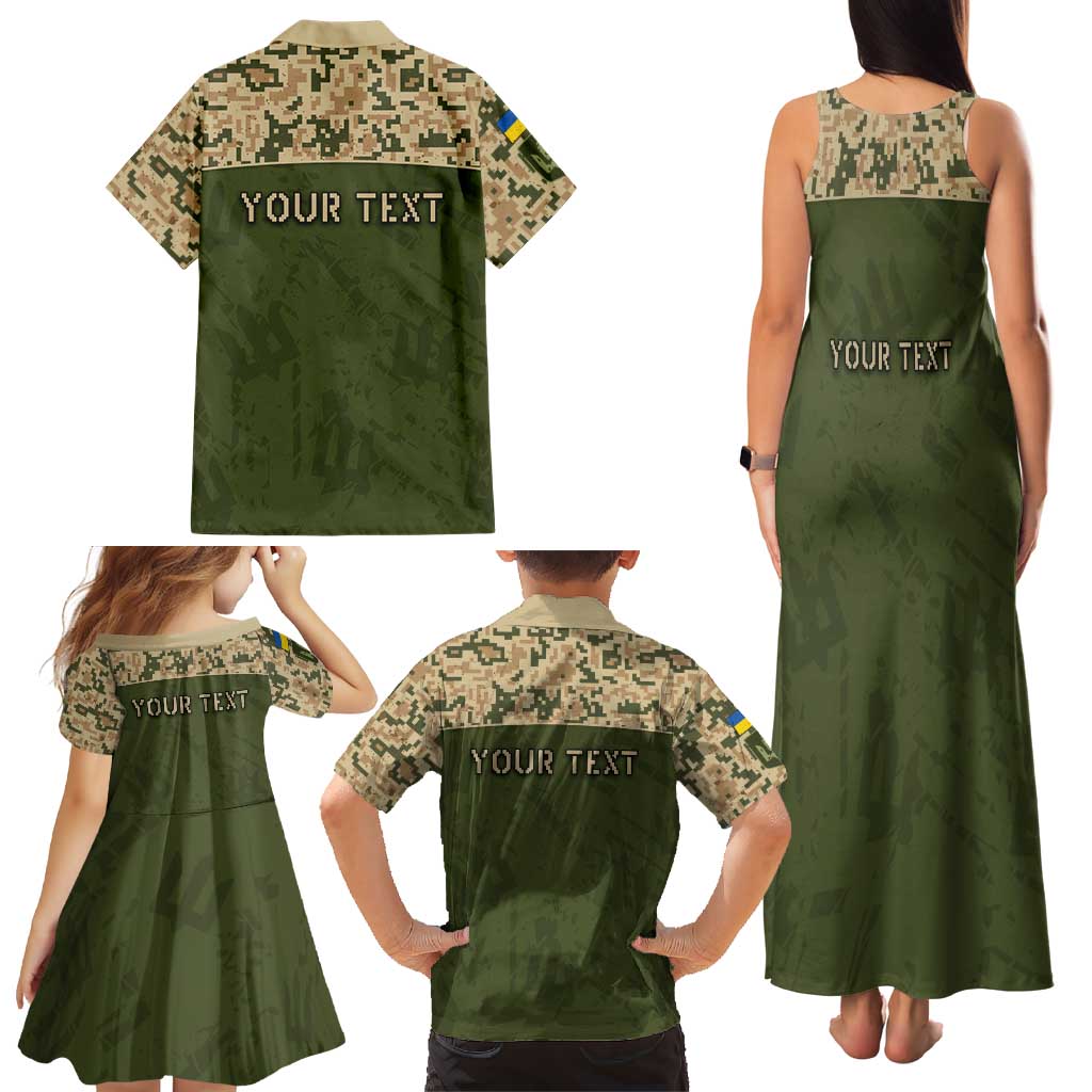 Personalized Ukraine Vyshyvanka Motif Family Matching Tank Maxi Dress and Hawaiian Shirt Ukrainian Military Style - Wonder Print Shop