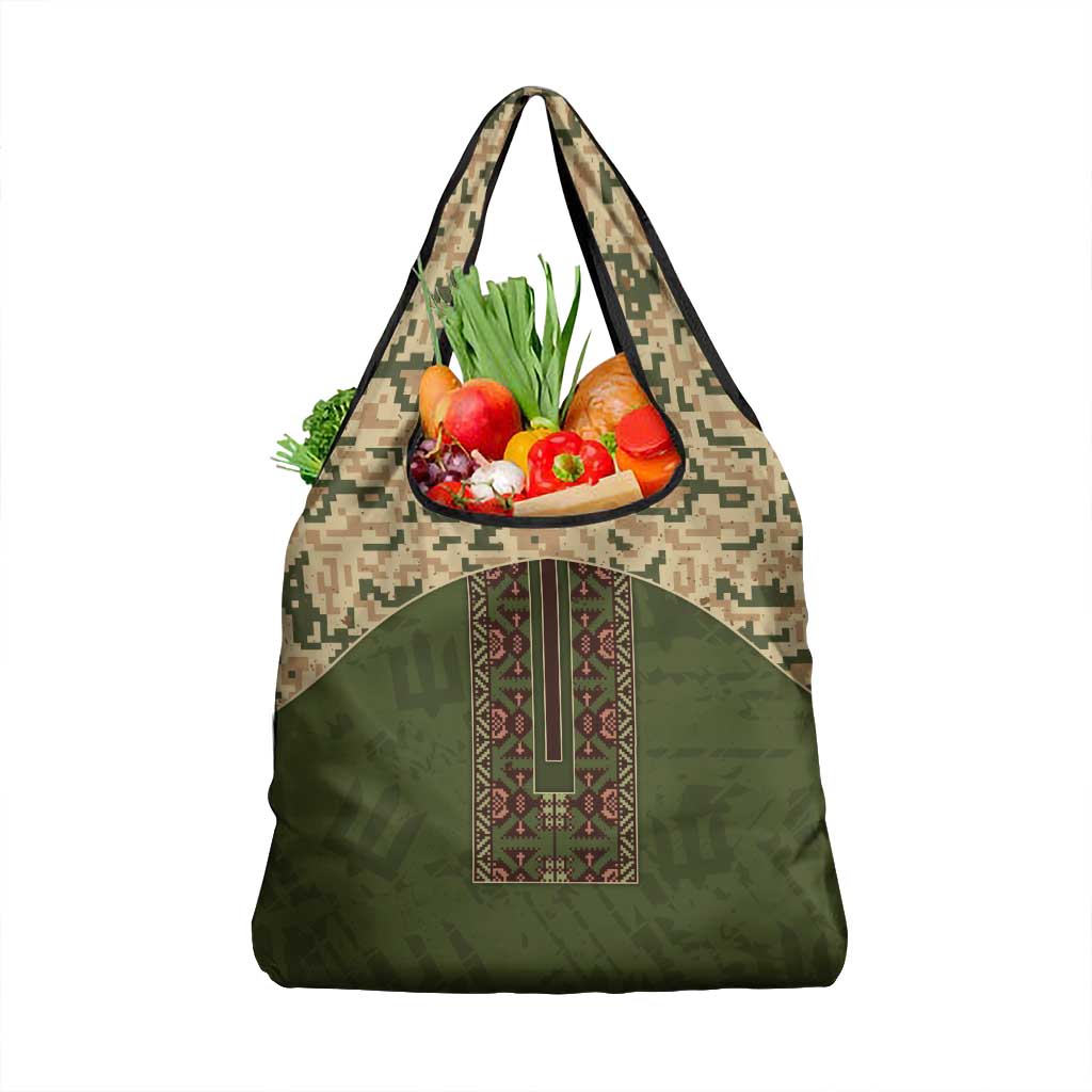Ukraine Vyshyvanka Motif Grocery Bag Ukrainian Military Style - Wonder Print Shop