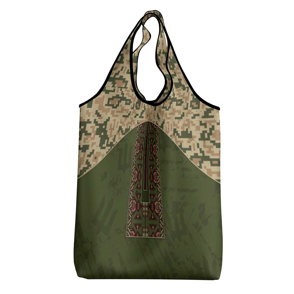 Ukraine Vyshyvanka Motif Grocery Bag Ukrainian Military Style - Wonder Print Shop