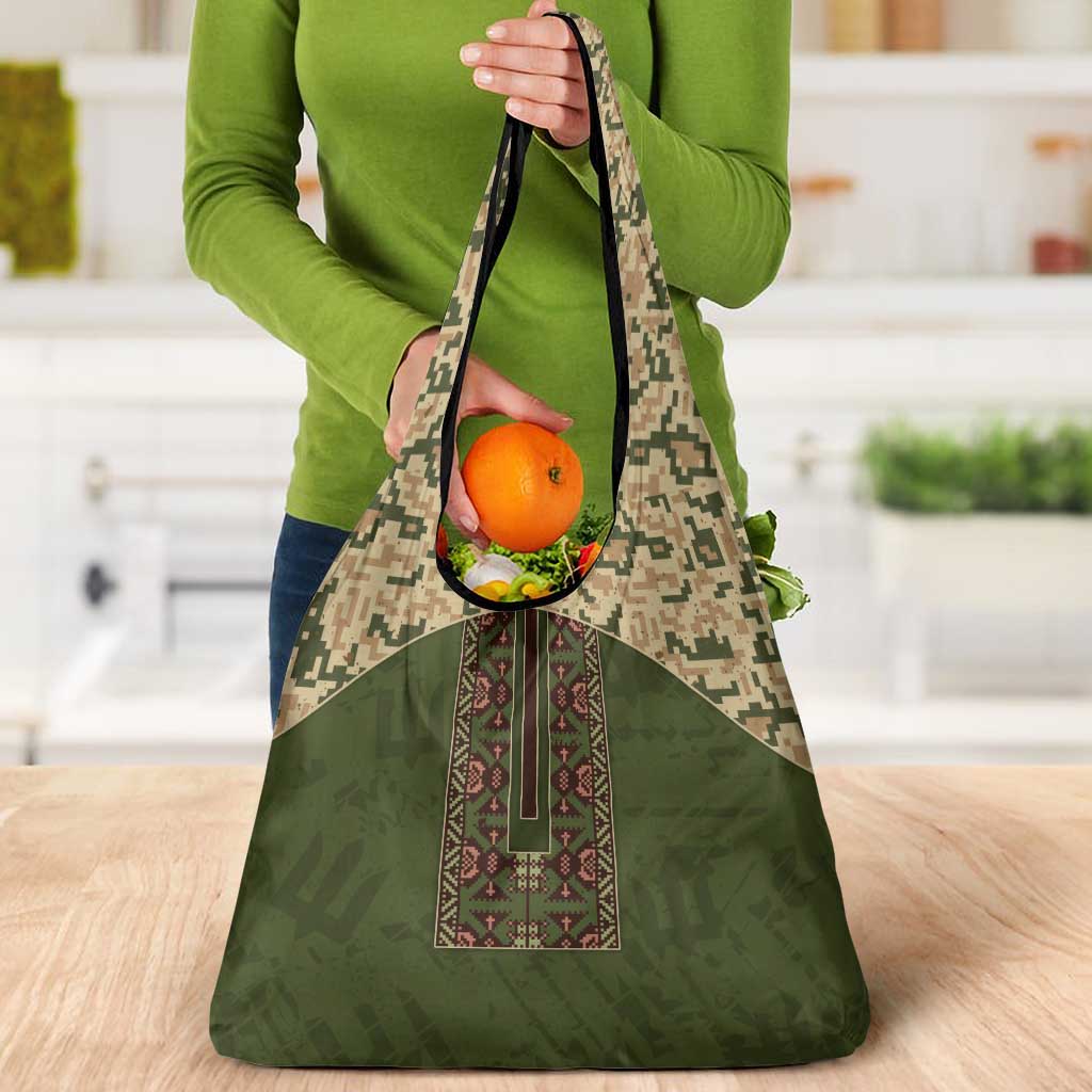 Ukraine Vyshyvanka Motif Grocery Bag Ukrainian Military Style - Wonder Print Shop