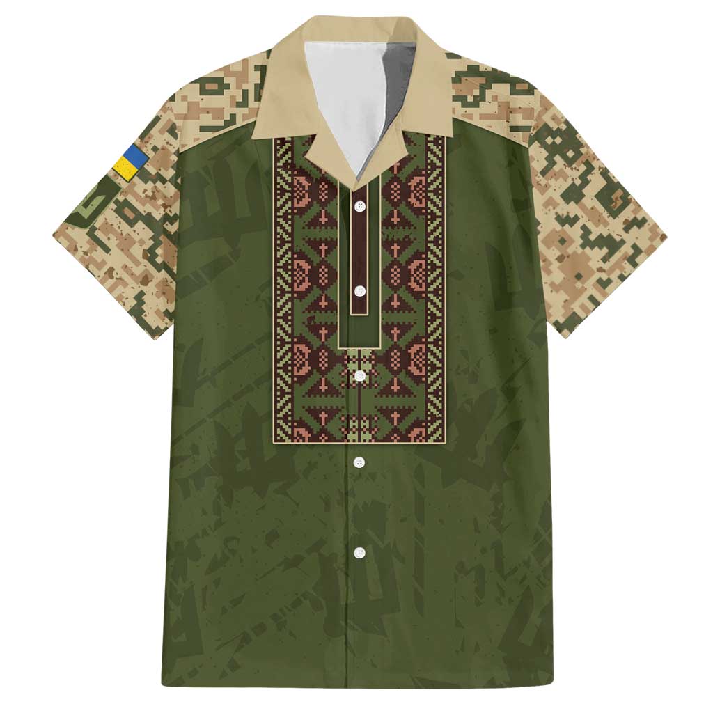 Personalized Ukraine Vyshyvanka Motif Hawaiian Shirt Ukrainian Military Style - Wonder Print Shop