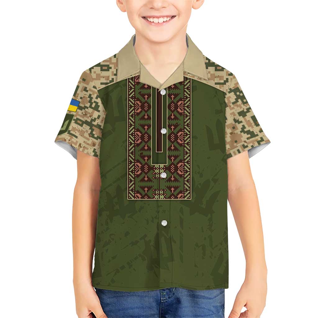Personalized Ukraine Vyshyvanka Motif Hawaiian Shirt Ukrainian Military Style - Wonder Print Shop