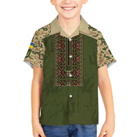 Personalized Ukraine Vyshyvanka Motif Hawaiian Shirt Ukrainian Military Style - Wonder Print Shop