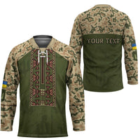 Personalized Ukraine Vyshyvanka Motif Hockey Jersey Ukrainian Military Style - Wonder Print Shop