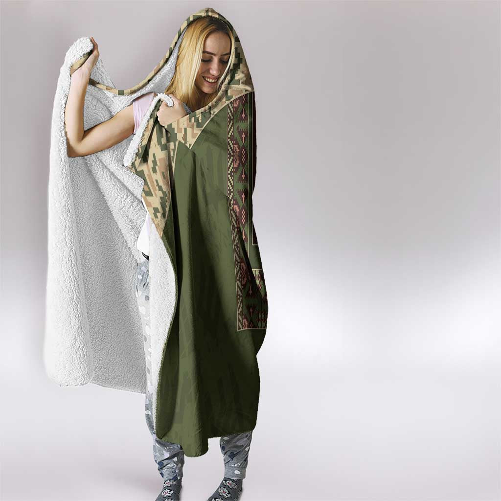 Ukraine Vyshyvanka Motif Hooded Blanket Ukrainian Military Style - Wonder Print Shop