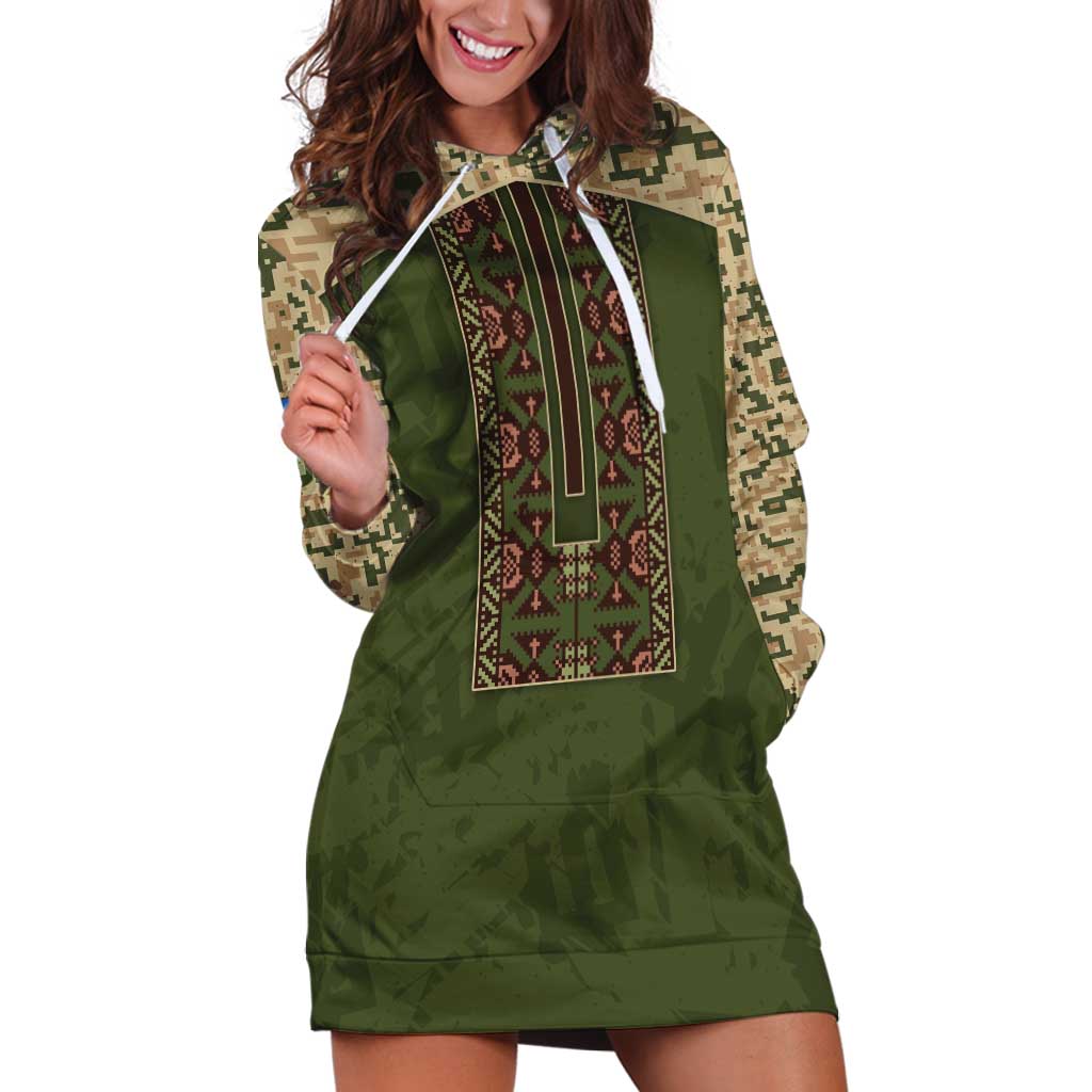 Personalized Ukraine Vyshyvanka Motif Hoodie Dress Ukrainian Military Style - Wonder Print Shop