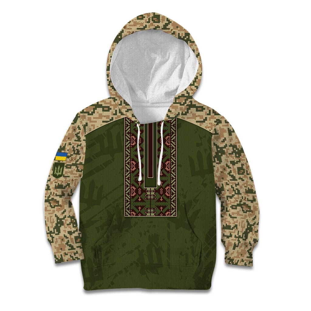 Personalized Ukraine Vyshyvanka Motif Kid Hoodie Ukrainian Military Style - Wonder Print Shop