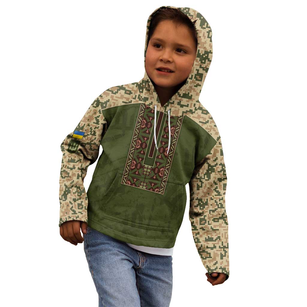 Personalized Ukraine Vyshyvanka Motif Kid Hoodie Ukrainian Military Style - Wonder Print Shop