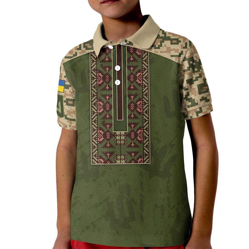Personalized Ukraine Vyshyvanka Motif Kid Polo Shirt Ukrainian Military Style - Wonder Print Shop