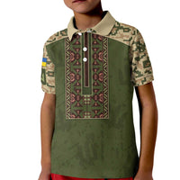 Personalized Ukraine Vyshyvanka Motif Kid Polo Shirt Ukrainian Military Style - Wonder Print Shop