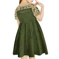 Personalized Ukraine Vyshyvanka Motif Kid Short Sleeve Dress Ukrainian Military Style - Wonder Print Shop