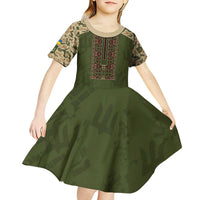 Personalized Ukraine Vyshyvanka Motif Kid Short Sleeve Dress Ukrainian Military Style - Wonder Print Shop
