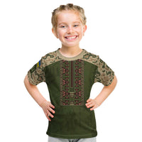 Personalized Ukraine Vyshyvanka Motif Kid T Shirt Ukrainian Military Style - Wonder Print Shop