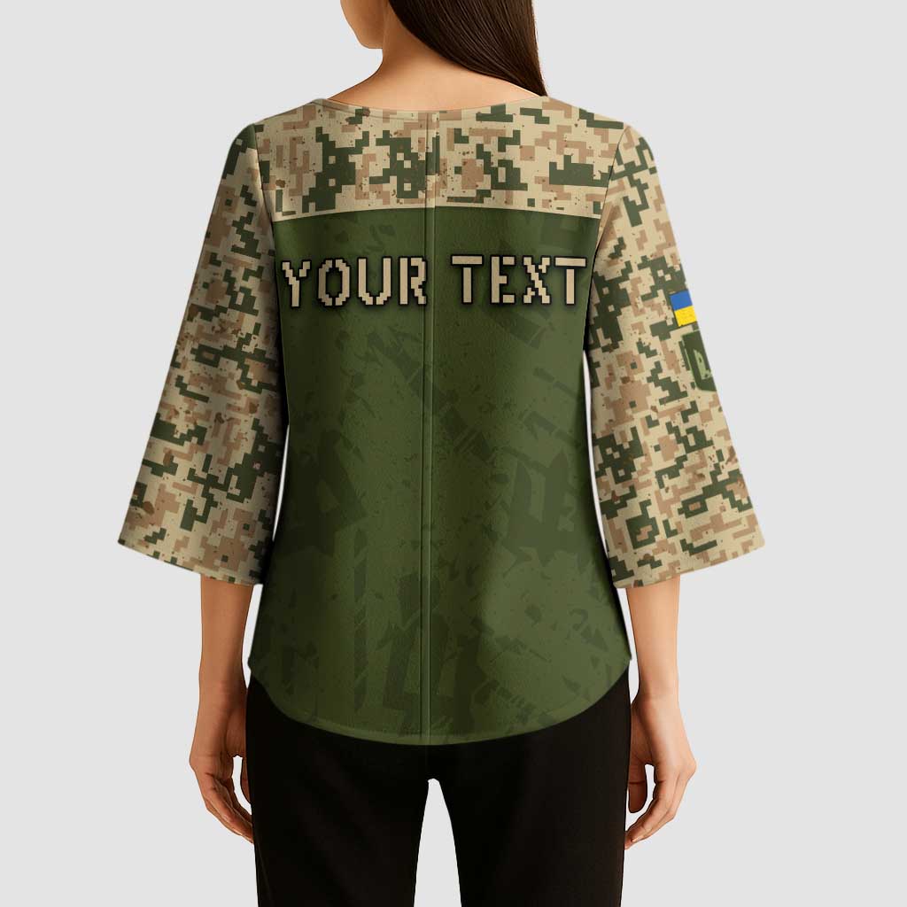 Personalized Ukraine Vyshyvanka Motif Kimono Sleeve Blouse Ukrainian Military Style - Wonder Print Shop