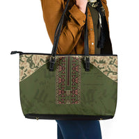 Ukraine Vyshyvanka Motif Leather Tote Bag Ukrainian Military Style - Wonder Print Shop
