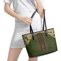 Ukraine Vyshyvanka Motif Leather Tote Bag Ukrainian Military Style - Wonder Print Shop