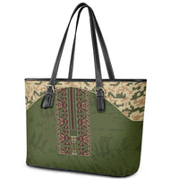 Ukraine Vyshyvanka Motif Leather Tote Bag Ukrainian Military Style - Wonder Print Shop