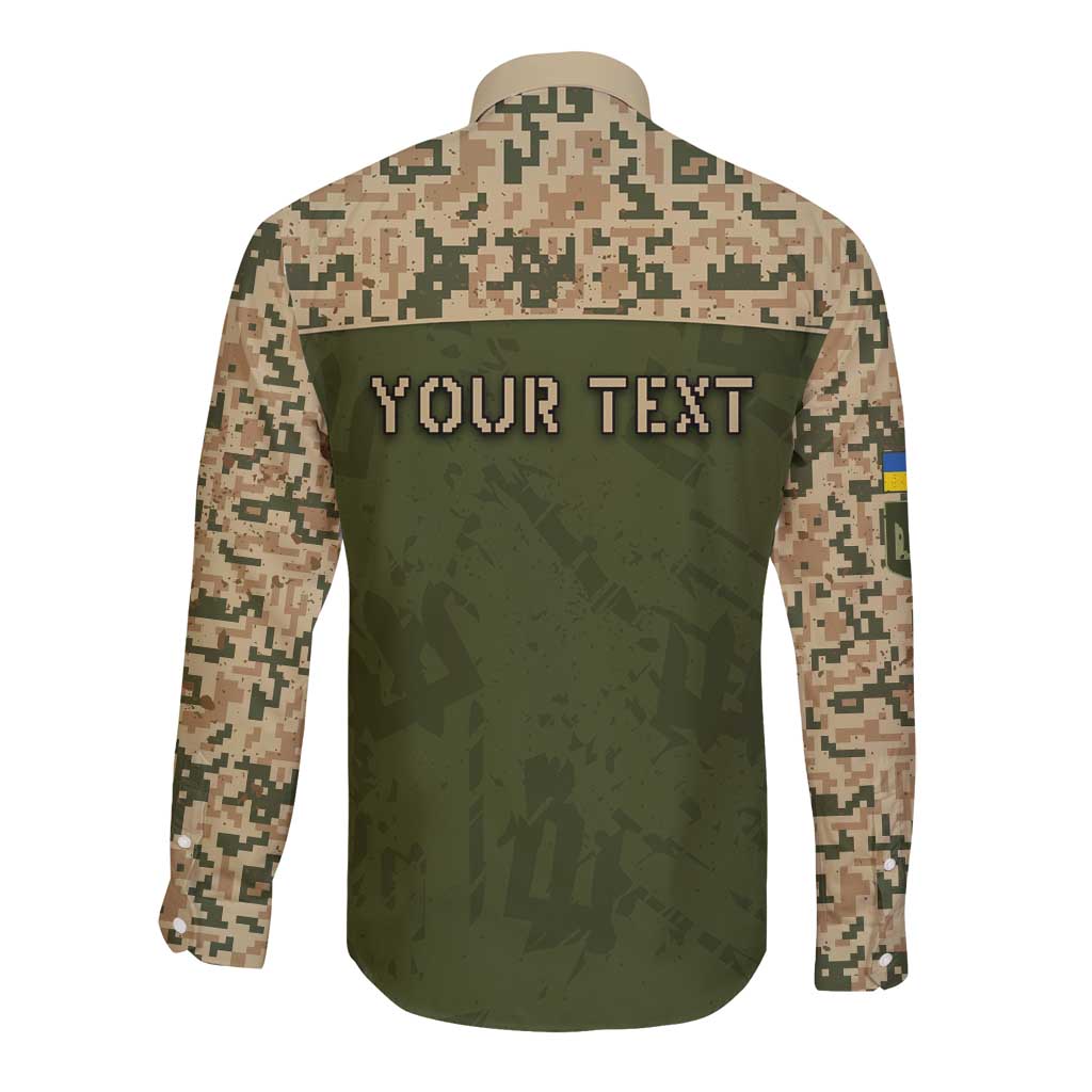 Personalized Ukraine Vyshyvanka Motif Long Sleeve Button Shirt Ukrainian Military Style - Wonder Print Shop