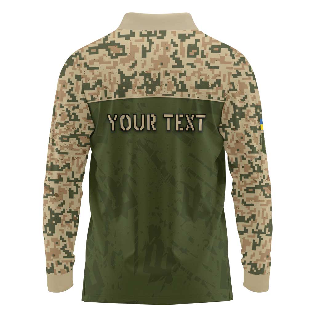Personalized Ukraine Vyshyvanka Motif Long Sleeve Polo Shirt Ukrainian Military Style - Wonder Print Shop