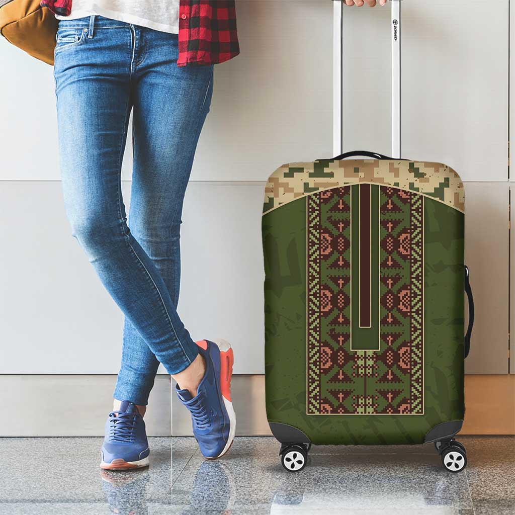 Ukraine Vyshyvanka Motif Luggage Cover Ukrainian Military Style - Wonder Print Shop
