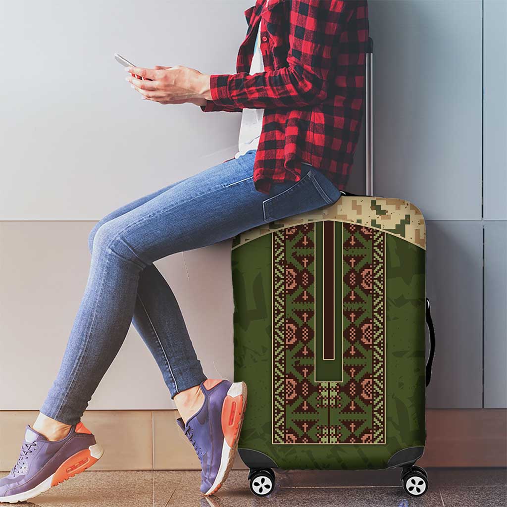 Ukraine Vyshyvanka Motif Luggage Cover Ukrainian Military Style - Wonder Print Shop