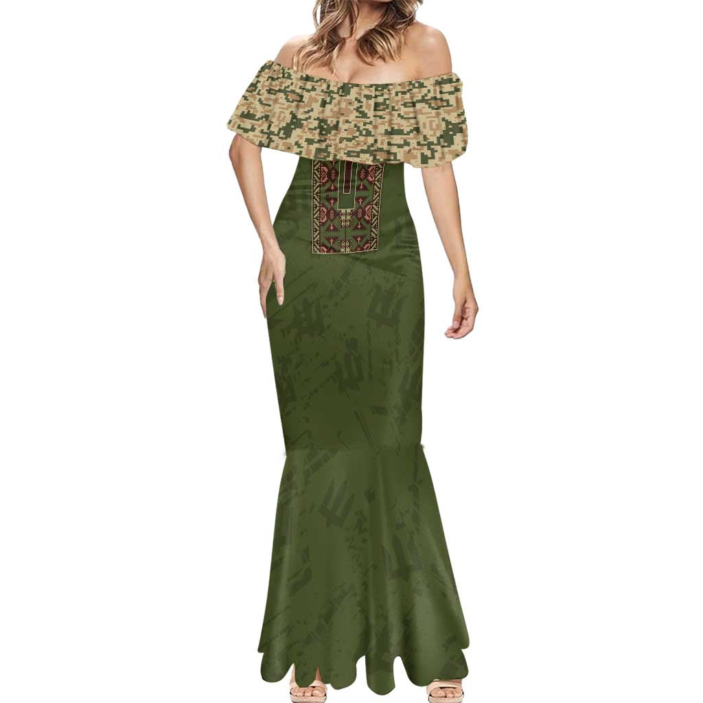 Personalized Ukraine Vyshyvanka Motif Mermaid Dress Ukrainian Military Style - Wonder Print Shop