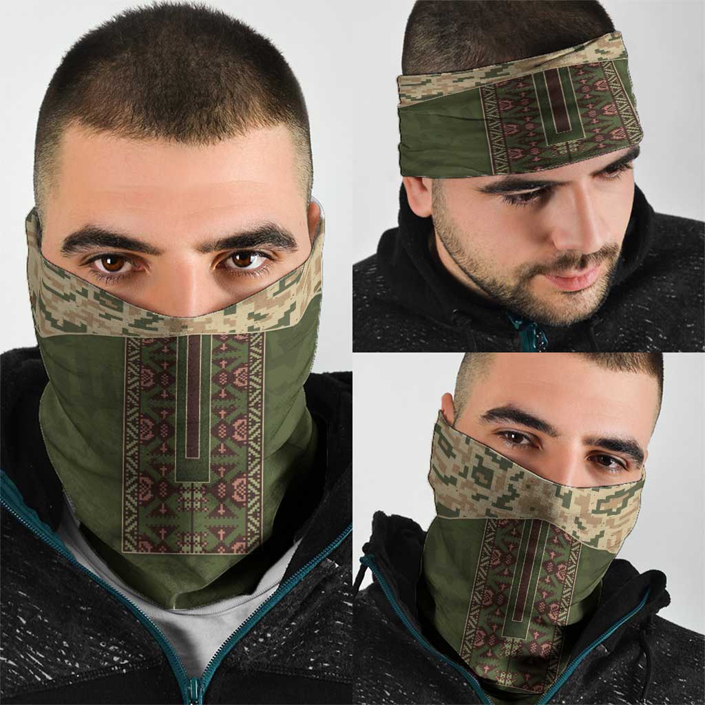 Ukraine Vyshyvanka Motif Neck Gaiter Ukrainian Military Style - Wonder Print Shop
