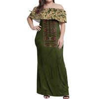 Personalized Ukraine Vyshyvanka Motif Off Shoulder Maxi Dress Ukrainian Military Style - Wonder Print Shop