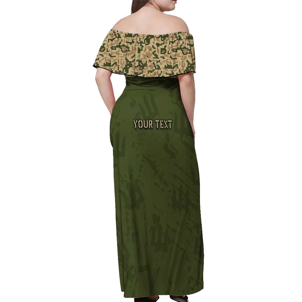 Personalized Ukraine Vyshyvanka Motif Off Shoulder Maxi Dress Ukrainian Military Style - Wonder Print Shop